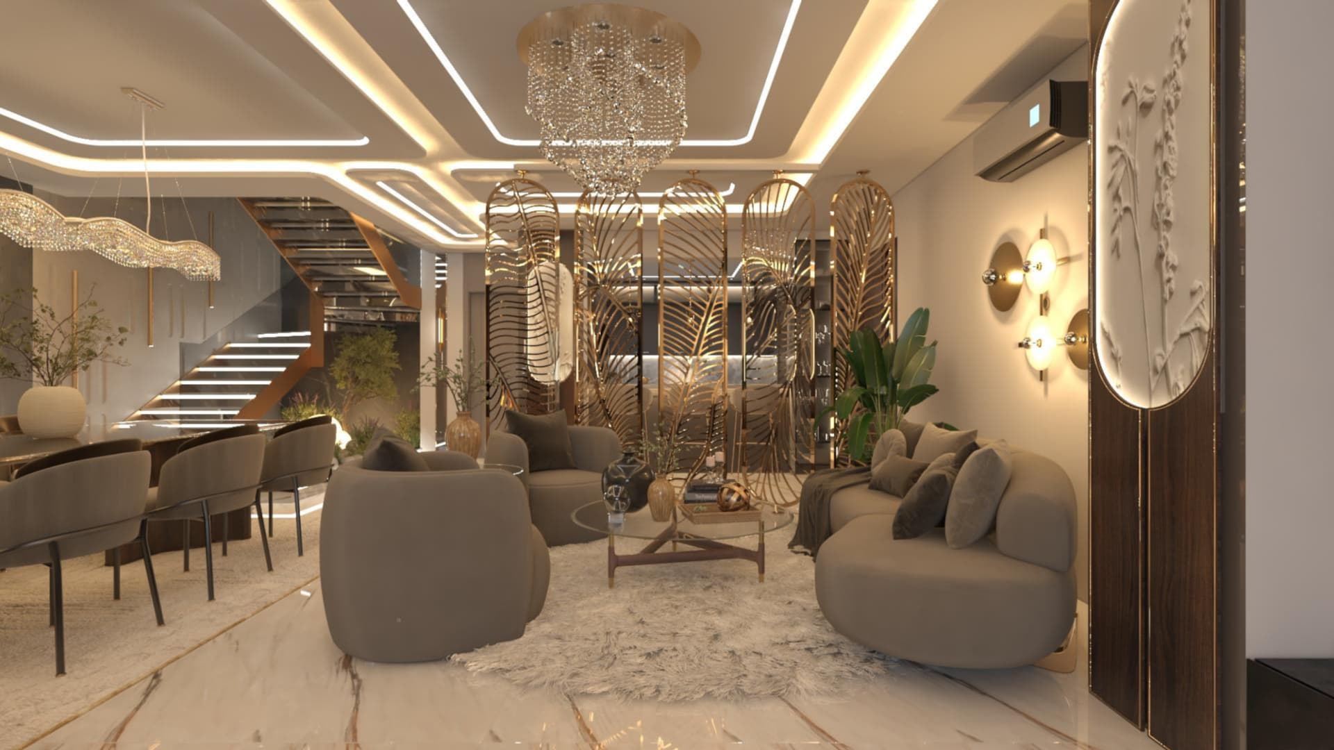Art Deco inspired reception interior at Lake View Residence Apartment
