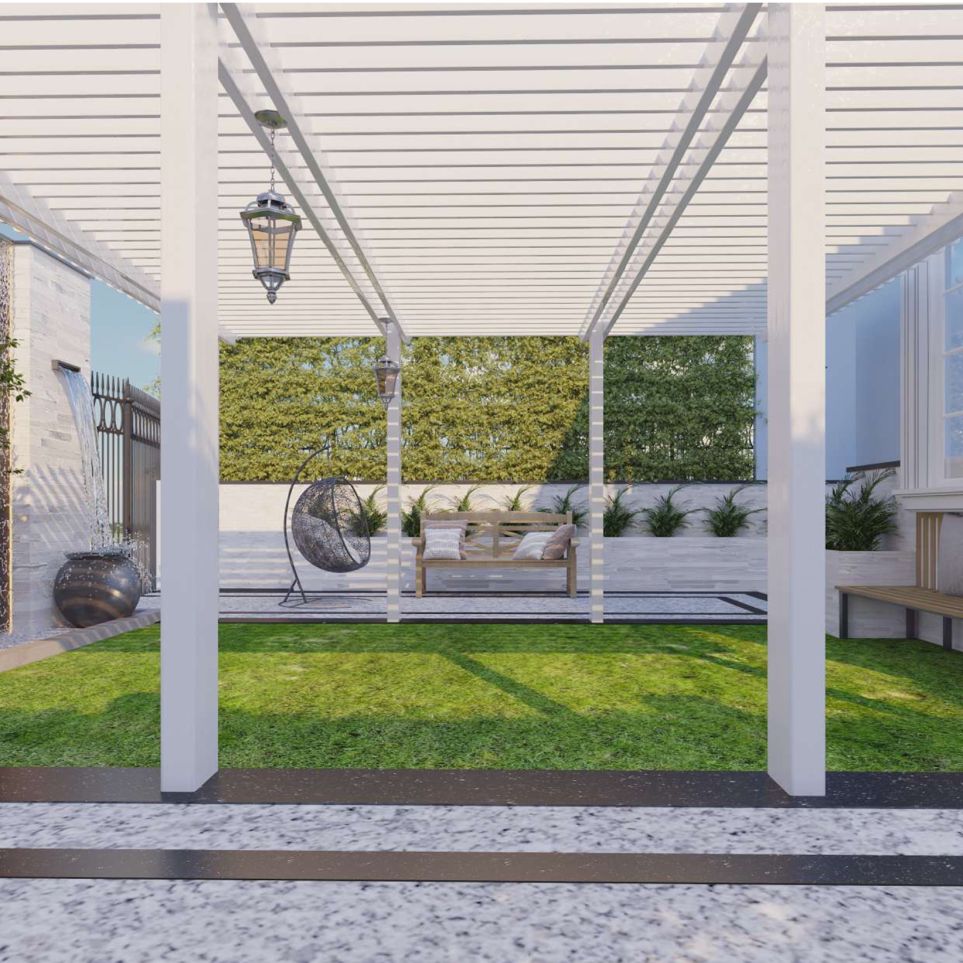 Landscaped courtyard at Villa R113